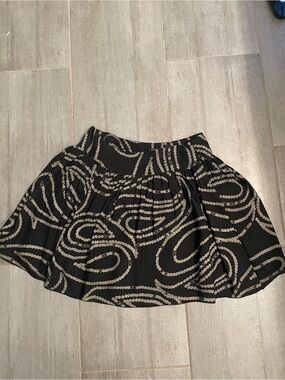 Banana Republic Black Circle-Print 100% Silk Shell Skirt